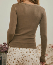 Load image into Gallery viewer, Brown Ribbed Button-Down Top
