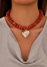 Load image into Gallery viewer, Brown Vintage Heart Beaded Necklace