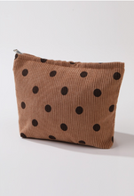 Load image into Gallery viewer, Brown Polka Dot Corduroy Pouch