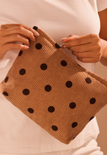 Load image into Gallery viewer, Brown Polka Dot Corduroy Pouch