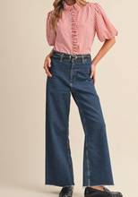 Load image into Gallery viewer, Red Ruffle Stripe Bubble Sleeve Top