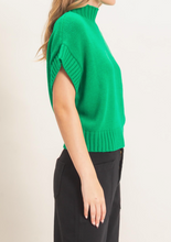 Load image into Gallery viewer, Green Mock Neck Sweater Vest