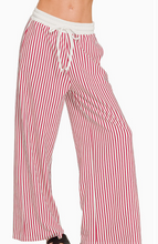 Load image into Gallery viewer, Red & White Striped Wide Leg Pants