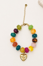 Load image into Gallery viewer, Colorful Bead Bracelet w/ Heart Charm