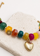 Load image into Gallery viewer, Colorful Bead Bracelet w/ Heart Charm
