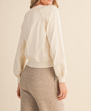 Load image into Gallery viewer, Ivory Puff Sleeve Henley Sweater