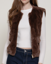 Load image into Gallery viewer, Dark Coffee Faux Fur Vest