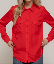 Load image into Gallery viewer, Red Tencel Button-Up Shirt