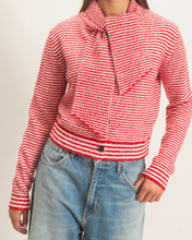 Load image into Gallery viewer, Red Stripe Scarf Cardigan