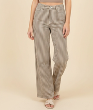 Load image into Gallery viewer, Brown Railroad Stripe Wide Leg Jeans
