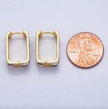 Load image into Gallery viewer, Checker Enamel Rectangle Hoop Earrings