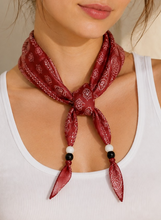 Load image into Gallery viewer, Paisley Beaded Skinny Scarf