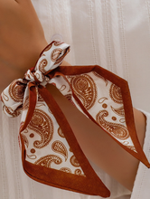 Load image into Gallery viewer, Brown Paisley Scarf Bow Stretch Bracelet