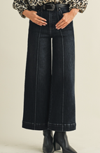 Load image into Gallery viewer, Black High Rise Pin Tuck Wide Leg Jeans