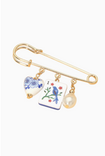 Load image into Gallery viewer, Floral Heart, Pearl, & Mahjong Tile Brooch