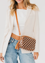 Load image into Gallery viewer, Checker Woven Camera Crossbody Bag