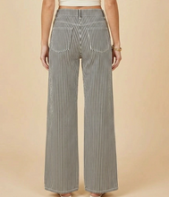 Load image into Gallery viewer, Brown Railroad Stripe Wide Leg Jeans