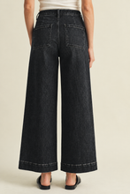 Load image into Gallery viewer, Black High Rise Pin Tuck Wide Leg Jeans