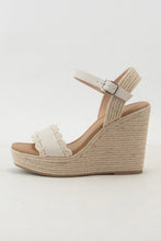 Load image into Gallery viewer, Cream Crochet Lace Edge Strap Wedge Sandal
