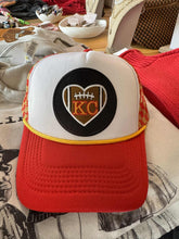Load image into Gallery viewer, Red & Yellow Checker Mesh KC Football Trucker Hat