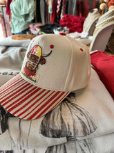 Load image into Gallery viewer, Red & White Stripe KC Football Trucker Hat
