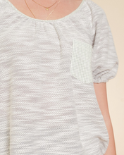 Load image into Gallery viewer, Gray & White w/ Plaid Pocket Top