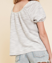 Load image into Gallery viewer, Gray & White w/ Plaid Pocket Top