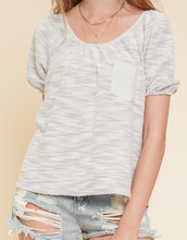 Load image into Gallery viewer, Gray & White w/ Plaid Pocket Top