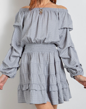 Load image into Gallery viewer, Dusty Blue Off-Shoulder Dress