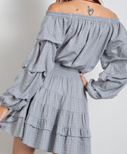 Load image into Gallery viewer, Dusty Blue Off-Shoulder Dress