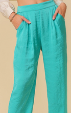 Load image into Gallery viewer, Blue Satin Leg Pants