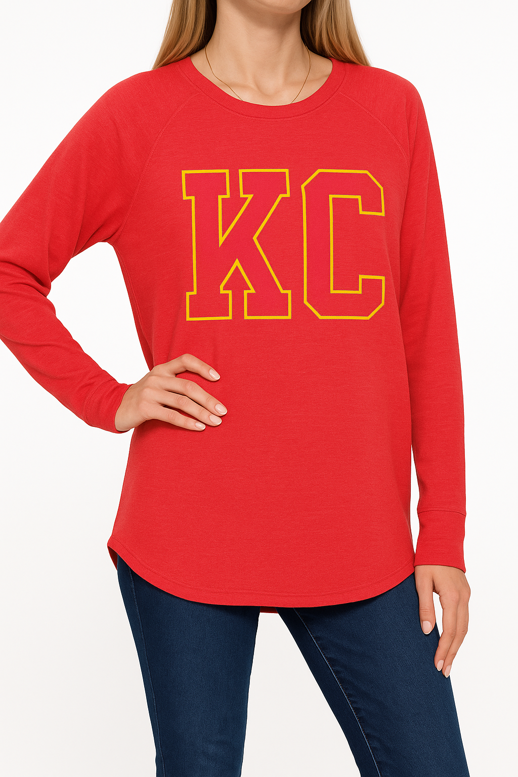 Red Baby Waffle Knit Long Sleeve w/ Yellow KC