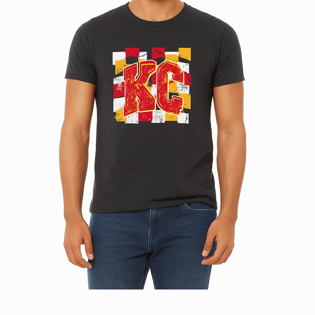 KC Over Checker Print Black T-Shirt