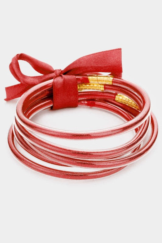Red Glitter Jelly Tube Bracelet Set