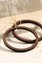 Load image into Gallery viewer, Wood Ring Dangle Hoop Earrings
