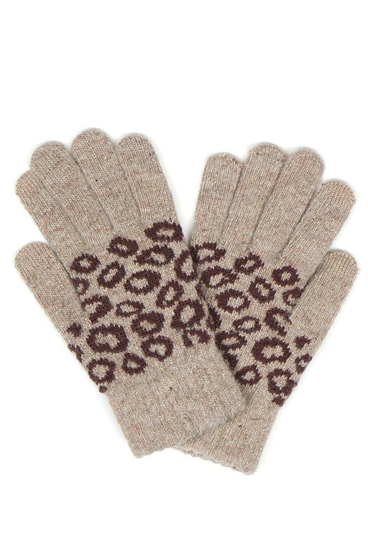 Leopard Knit Smart Gloves