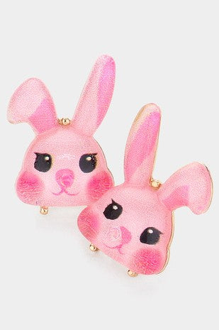 Pink Bunny Post Earrings