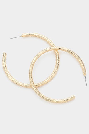 Gold or Silver Textured Metal Hoops