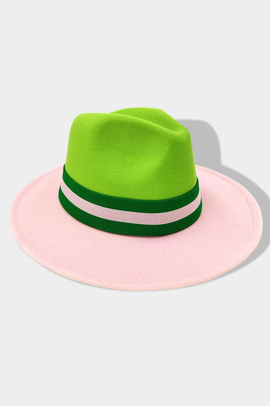 2-Color Block Fedora Hats