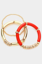 Load image into Gallery viewer, Red &amp; Gold Bead Stretch Bracelet Set
