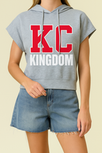 Load image into Gallery viewer, Gray Drop Shoulder Short Sleeve KC Kingdom Hoodie
