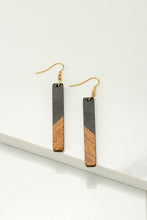 Load image into Gallery viewer, Black &amp; Wood Stick Drop Earrings
