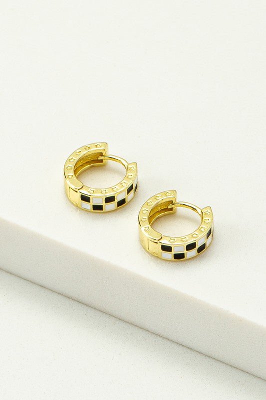 Checker Huggie Hoop Earrings