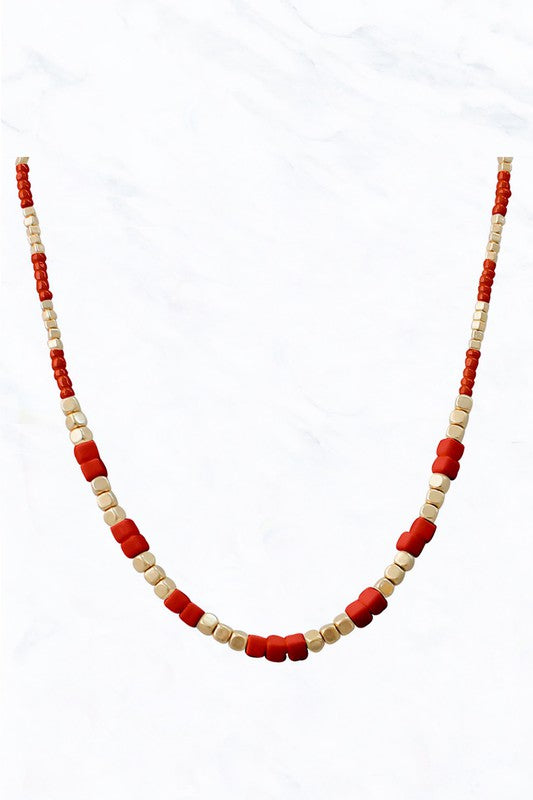 Red & Gold Bead Necklace
