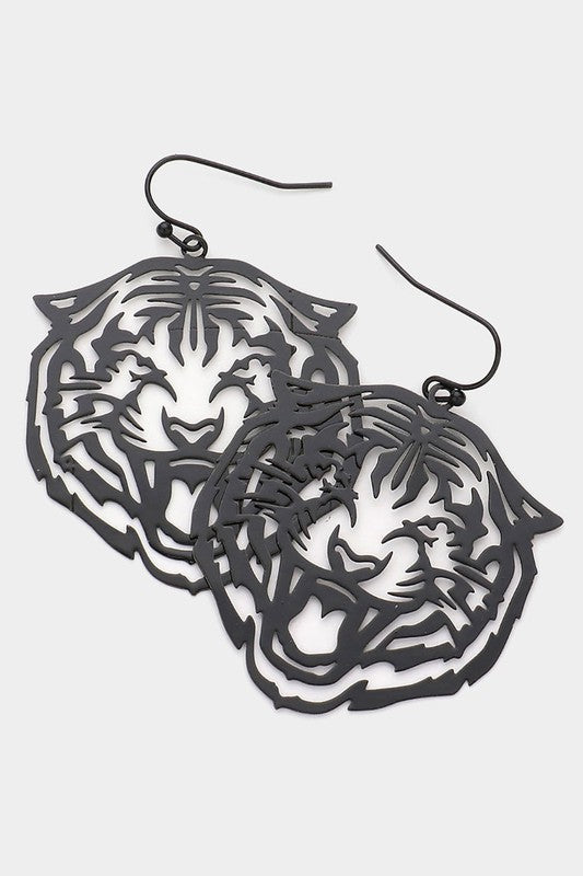 Black Tiger Cut-Out Dangle Earrings