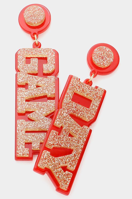 Red & Gold Game Day Dangle Earrings