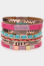 Load image into Gallery viewer, Pink Stone &amp; Leather Bracelet
