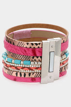 Load image into Gallery viewer, Pink Stone &amp; Leather Bracelet
