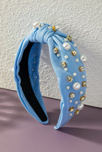 Load image into Gallery viewer, Blue Pearl &amp; Rhinestone Headbands
