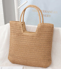 Load image into Gallery viewer, Khaki Straw Tote Bag
